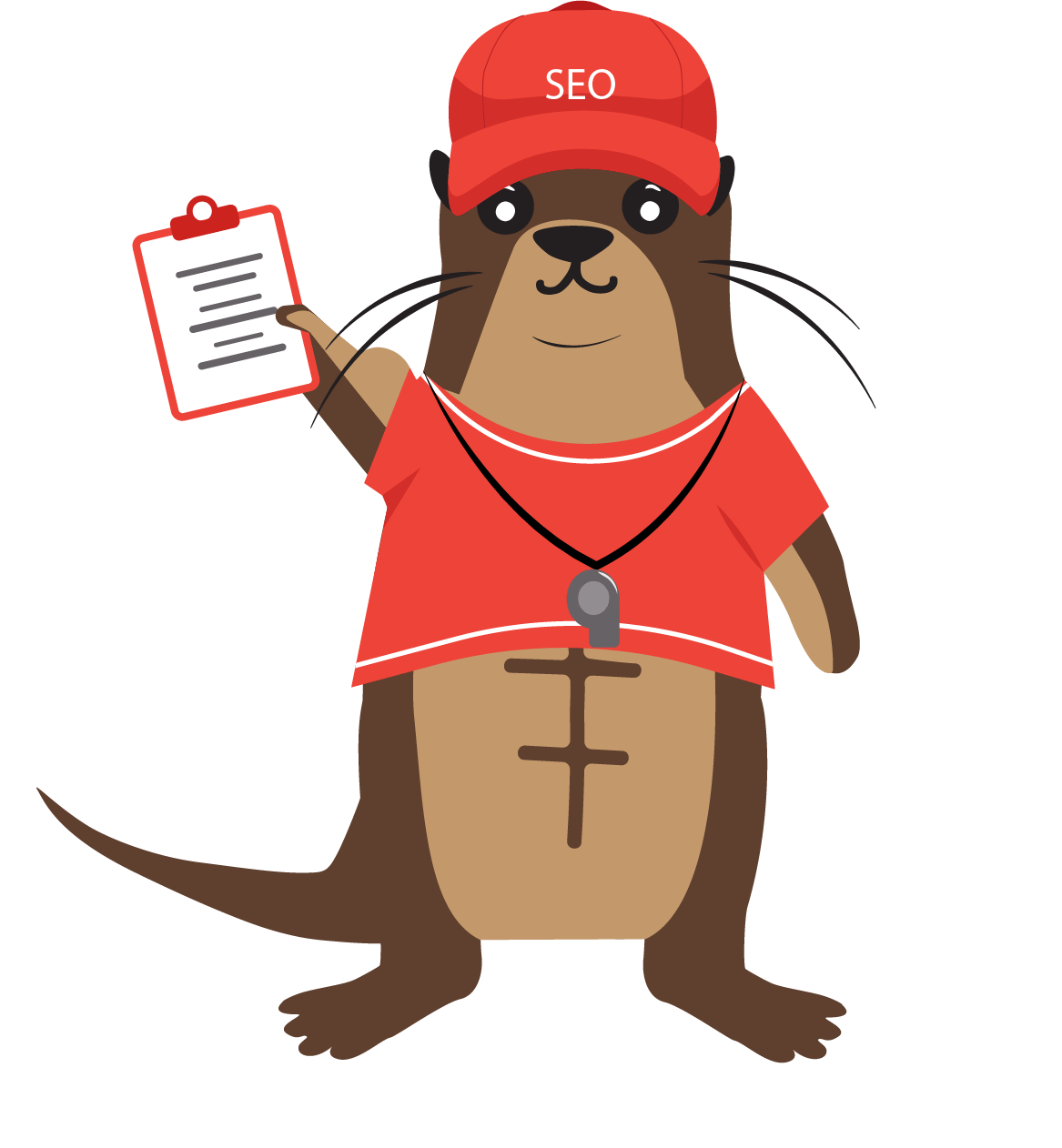 seo coach online otter wearing red hat and red shirt